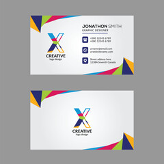 Vibrant Multi color X Letter Business Card Design