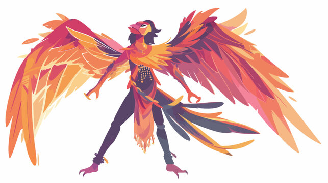 Cartoon harpy woman bird mythological animal vector