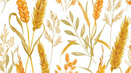 Cereal crops pattern. Seamless background - obrazy, fototapety, plakaty