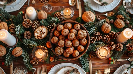 Set out bowls of roasted chestnuts and spiced nuts for guests to enjoy as they mingle and celebrate in your