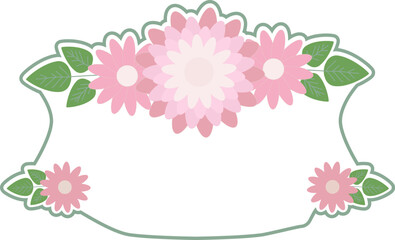Frame with flowers and green leaves. Vector illustration. For print.