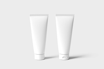 Blank cosmetic bottle with paper box mockup isolated on white background- 3d rendering.