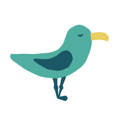 Cute seagull icon. Vector flat hand drawn illustration in cartoon style