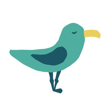 Cute seagull icon. Vector flat hand drawn illustration in cartoon style
