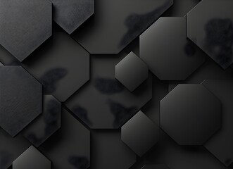 3d black background with hexagon pattern, high resolution, high quality, black color theme, depth...