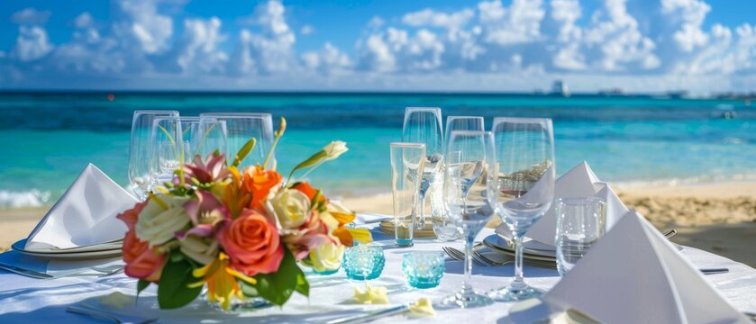 Beachside Elegance: Meticulously Decorated Reception Table