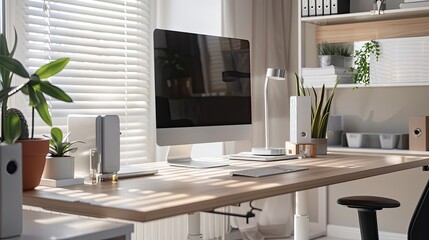 photorealistic stock photography of a desk, neatly organized and clean  