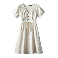 Beach white linen dress isolated. For walks in the summer sun on vacation