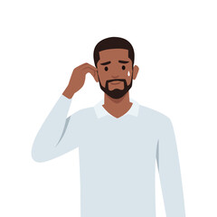Young man Disappointed man with facepalm gesture, feeling shame. Person with hand at forehead regret fail. Flat vector illustration isolated on white background