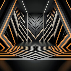 Obraz premium an artwork characterized by bold geometric patterns and intense contrasts, reflecting a futuristic aesthetic that captivates the imagination