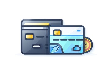 Payment options icon featuring credit card and wallet, secure payment theme, soft grey and blue tones