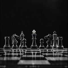 Naklejka premium A high-quality image commemorating International Chess Day, showcasing a classic chessboard with intricately detailed pieces arranged strategically, emphasizing the game's intellectual depth