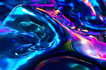 Futuristic holographic background with glossy liquid iridescent effect - obrazy, fototapety, plakaty