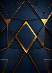 Premium Luxurious Dark Blue Abstract Background Template with Opulent Triangle Pattern 