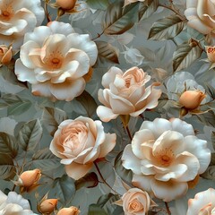 Tranquil and Inviting Floral Rose Pattern with Vintage Style