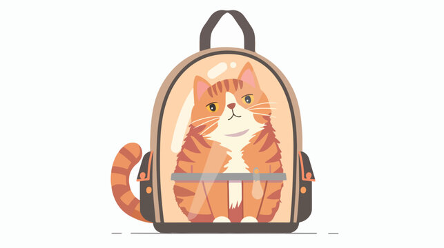 Cute funny cat sitting inside backpack feline animal