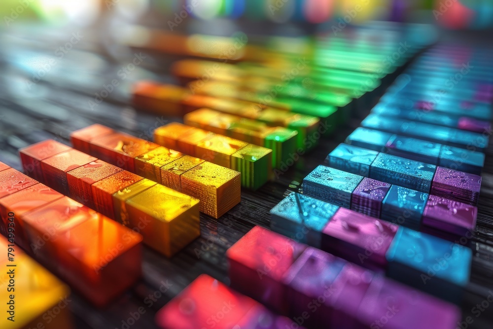 Poster a close-up view of a computer keyboard with a rainbow illumination, highlighting the concept of dive