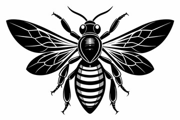 bee insect silhouette black color vector art illustration