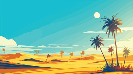 Fototapeta na wymiar Desert wild panoramic landscape with dunes vector i