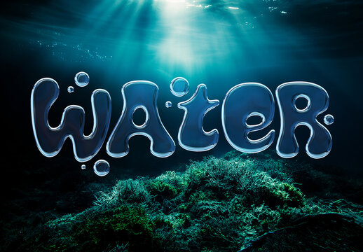 Water Text Effect with AI Background