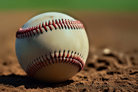 Baseball in Dirt Sunny Day Sports Scene