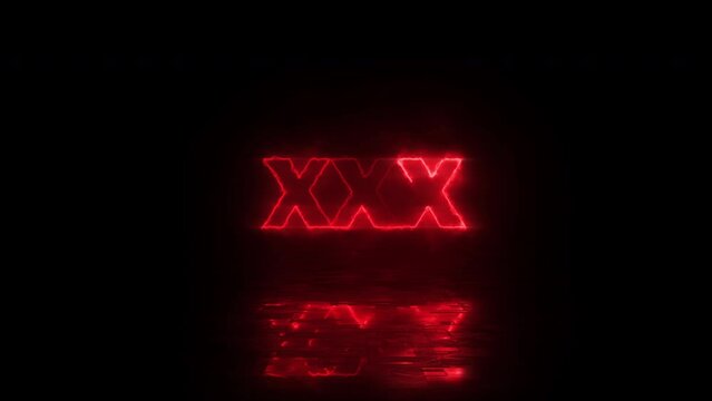 XXX Red Neon Sign - Adult Content - Overlay Screen Sign, Loop - Text Design Animation -  Sexy Erotic Adult show Night club Concept