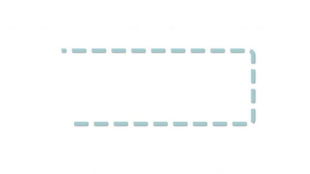 Rectangular, square shape, frame, outline self drawing animation. Blue dash line animated on white background.