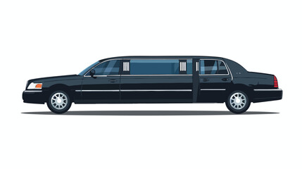Limousine car with open background door isolated side view. - obrazy, fototapety, plakaty