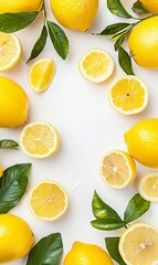 Lemons on white background, with copyspace for your text