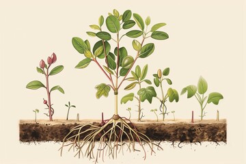 An illustration of grafting for disease-resistant plants, emphasizing its importance in agriculture. - obrazy, fototapety, plakaty