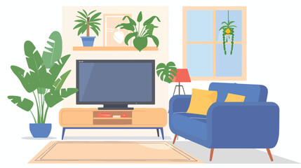 Living room interior. Comfortable sofa TV and house p