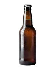 Brown bottle of beer mockup isolated on transparent background