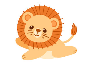 Cute small lion cartoon animal design vector illustration isolated on white background