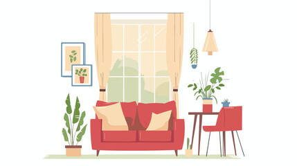 Obraz na płótnie Canvas Living room interior. Comfortable sofa window chair a
