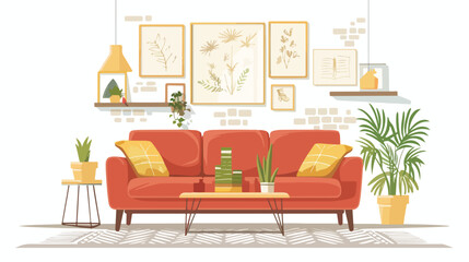Living room interior.Flat style vector illustrations H