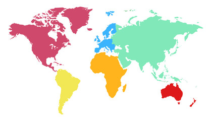 Fototapeta na wymiar World map. Modern color vector map. Silhouette map 