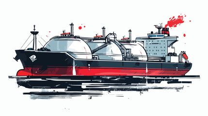 LNG trading concept using gas carrier ships. Vector illustrations - obrazy, fototapety, plakaty