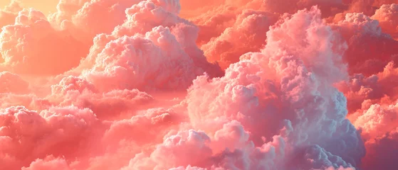 Foto op Canvas Close up of pink abstract texture with shapes, particles. Clouds, fluff, fur, painted effect. Trendy, surreal peach fuzz background. Generative ai © Inai