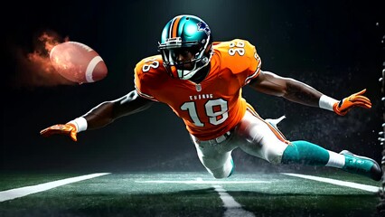 Rugby player in action. Seamless looping time-lapse 4k video animation background - Powered by Adobe