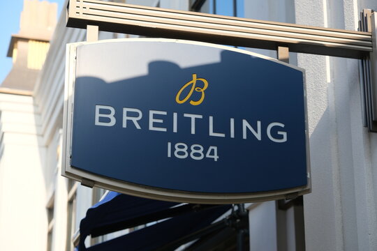 Shanghai,China-September 2nd 2023: Breitling store sign company brand logo