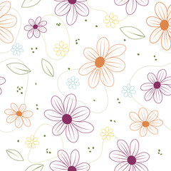 Spring seamless pattern. colorful plant and flower wallpaper background.