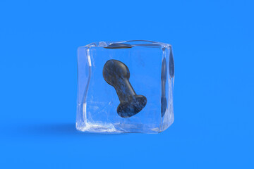 Butt plug in ice cube. 3d illustration