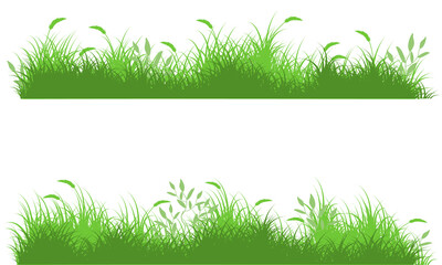 Green realistic seamless grass border isolated on transparent background
