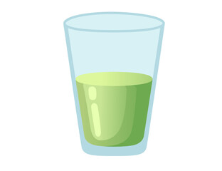 Glass cup filled with aloe vera juice vector illustration isolated on white background