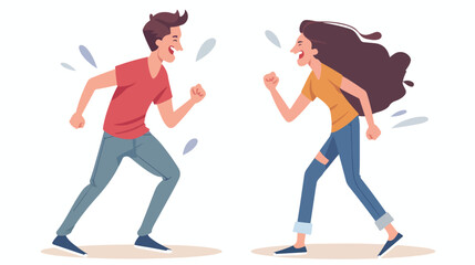 Man and woman quarreling isolated. Vector flat style - obrazy, fototapety, plakaty