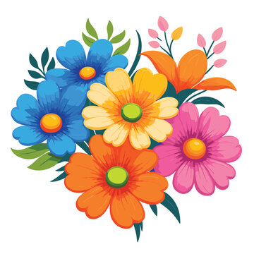 Colorful Floral Vintage Engraved Flowers