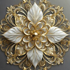 Golden Bloom: Elegant 3D Floral Ornament Design"
