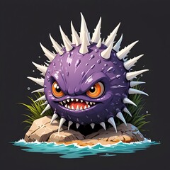 scary sea urchin monster for t-shirt