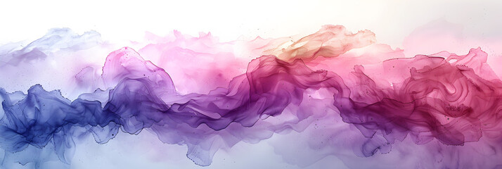 Pink and purple abstract watercolor wash on transparent background.