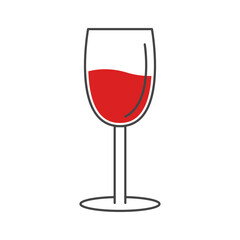 Red wine glass. Black contour outline icon. Simple shape collection. Shining glossy utensils. Food and drink concept. Menu template. Minimal line flat design. White background. Isolated. Vector